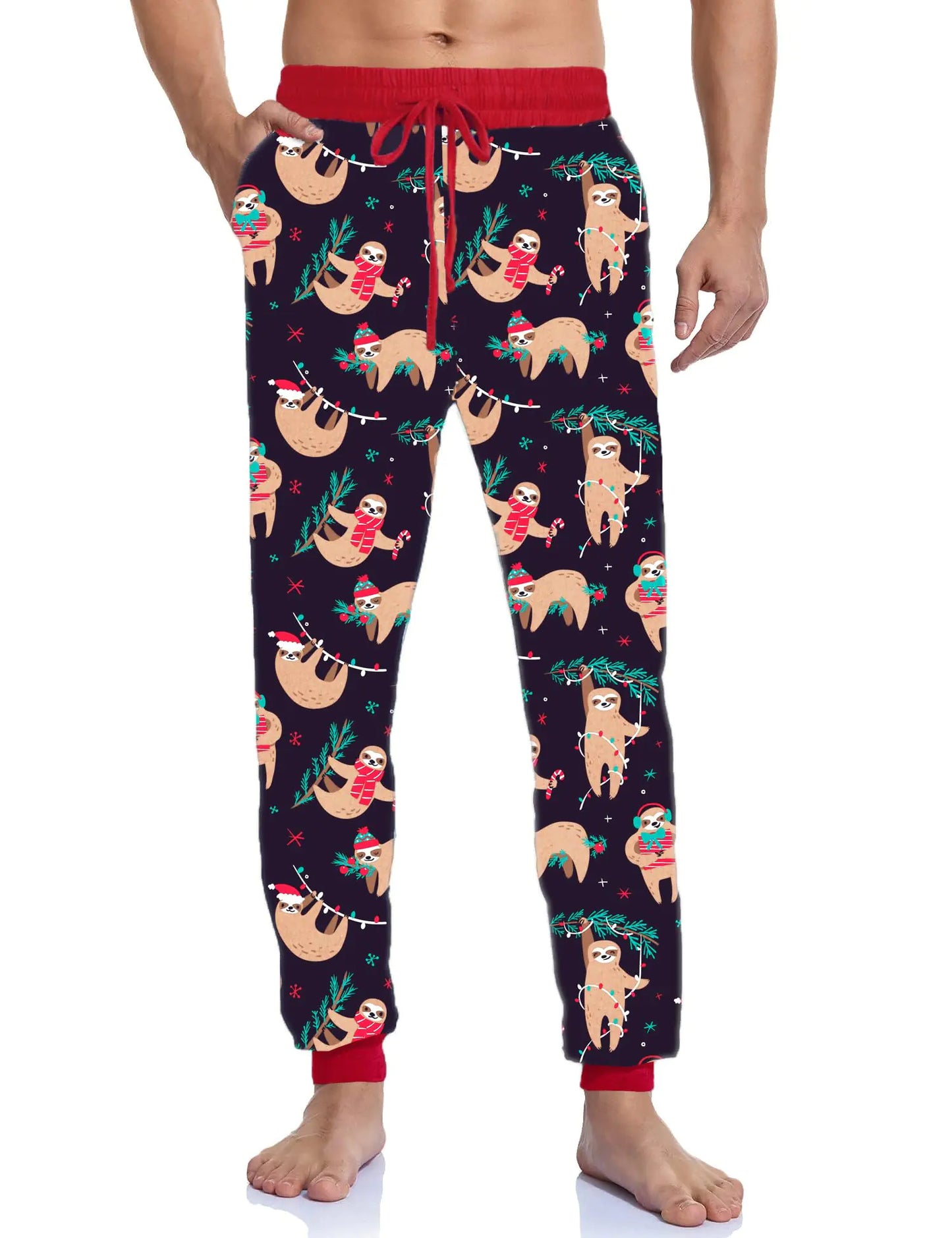 Sloth Holiday Lounge Pants with Pockets