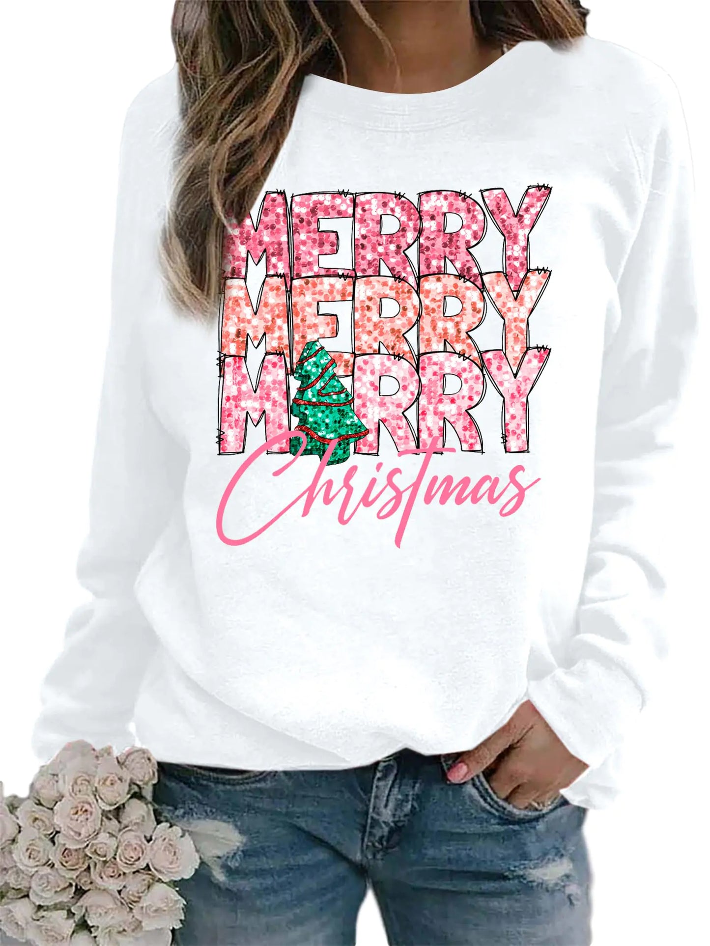 Merry Vibes Christmas Long Sleeve Sweatshirt