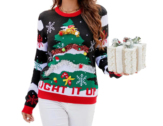 Festive Flix Women's Sequined Christmas Sweater