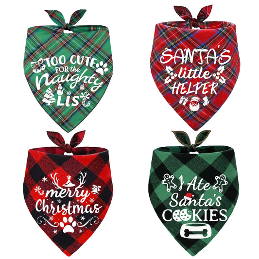 Christmas Cheer Dog Bandanas 4-Pack